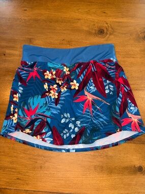 Marika Blue Tropical Floral Athletic Skort